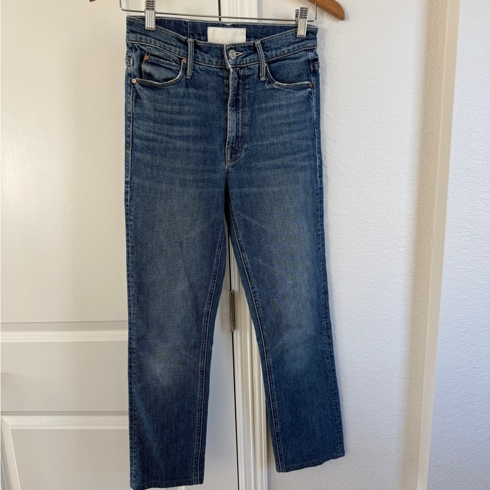 MOTHER Women's Straight Leg Blue Jeans